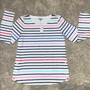 TEXTURED DROPPED SHOULDER PULLOVER - STRIPE